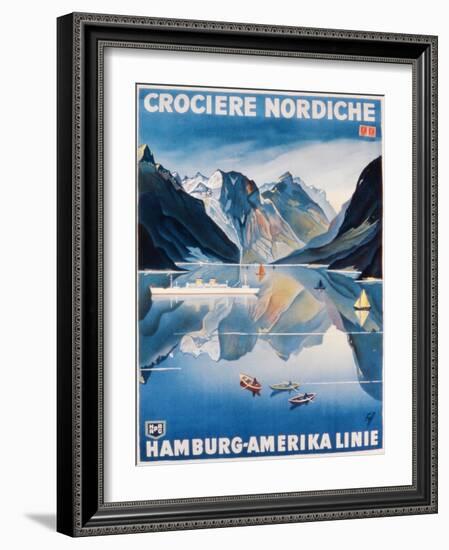 Poster Advertising the 'Hamburg-Amerika Linie'-German School-Framed Premium Giclee Print