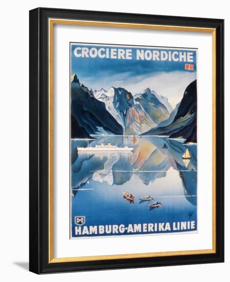 Poster Advertising the 'Hamburg-Amerika Linie'-German School-Framed Premium Giclee Print