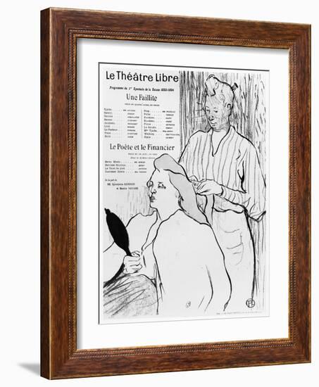 Poster Advertising the Plays 'Une Faillite' and 'Le Poete Et Le Financier', 1893-94 (Litho) (B/W Ph-Henri de Toulouse-Lautrec-Framed Giclee Print