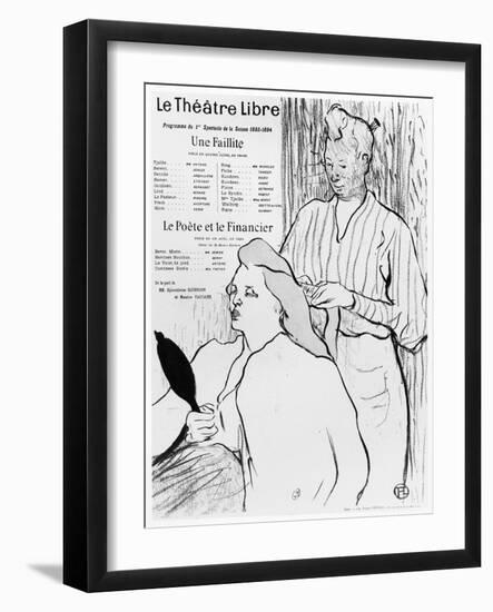 Poster Advertising the Plays 'Une Faillite' and 'Le Poete Et Le Financier', 1893-94 (Litho) (B/W Ph-Henri de Toulouse-Lautrec-Framed Giclee Print