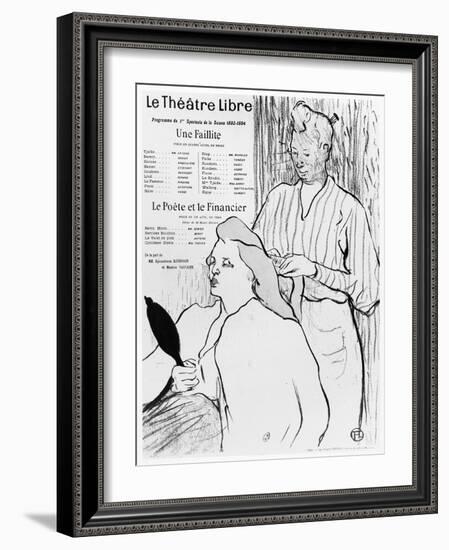 Poster Advertising the Plays 'Une Faillite' and 'Le Poete Et Le Financier', 1893-94 (Litho) (B/W Ph-Henri de Toulouse-Lautrec-Framed Giclee Print