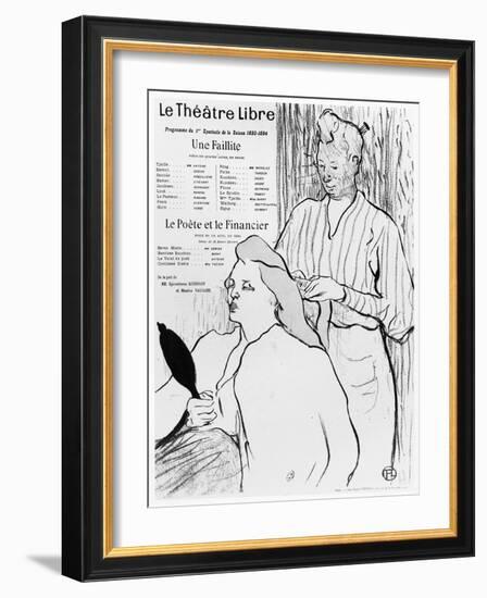 Poster Advertising the Plays 'Une Faillite' and 'Le Poete Et Le Financier', 1893-94 (Litho) (B/W Ph-Henri de Toulouse-Lautrec-Framed Giclee Print