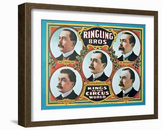 Poster Advertising the 'Ringling Bros. Kings of the Circus World', 1905 (Colour Litho)-American-Framed Giclee Print