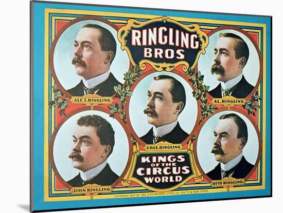 Poster Advertising the 'Ringling Bros. Kings of the Circus World', 1905 (Colour Litho)-American-Mounted Giclee Print