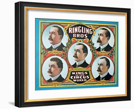 Poster Advertising the 'Ringling Bros. Kings of the Circus World', 1905 (Colour Litho)-American-Framed Giclee Print