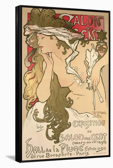 Poster Advertising the Salon Des Cent Exposition at the Hall De La Plume, 1896-Alphonse Mucha-Framed Premier Image Canvas