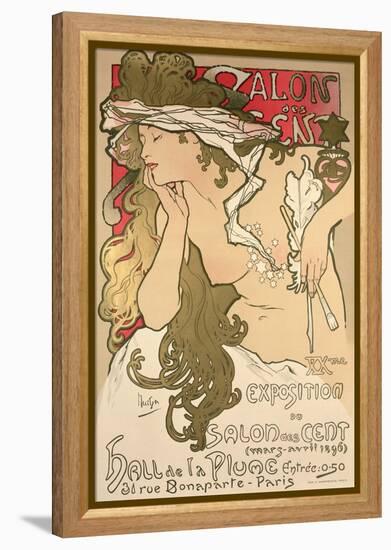 Poster Advertising the Salon Des Cent Exposition at the Hall De La Plume, 1896-Alphonse Mucha-Framed Premier Image Canvas