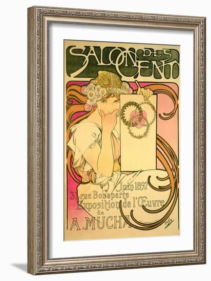 Poster Advertising the 'Salon Des Cent' Mucha Exhibition, 1897-Alphonse Mucha-Framed Giclee Print