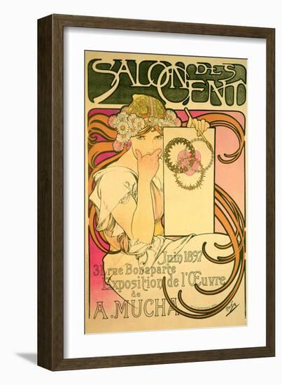 Poster Advertising the 'Salon Des Cent' Mucha Exhibition, 1897-Alphonse Mucha-Framed Giclee Print