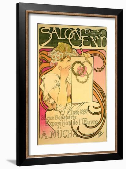 Poster Advertising the 'Salon Des Cent' Mucha Exhibition, 1897-Alphonse Mucha-Framed Giclee Print