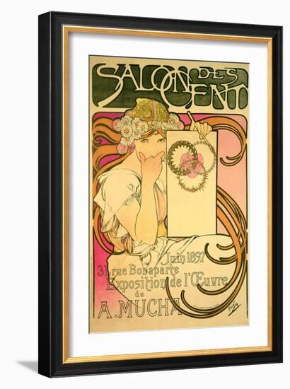 Poster Advertising the 'Salon Des Cent' Mucha Exhibition, 1897-Alphonse Mucha-Framed Giclee Print