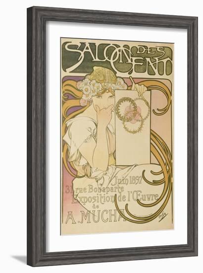 Poster Advertising the 'Salon Des Cent' Mucha Exhibition, 1897-Alphonse Mucha-Framed Giclee Print