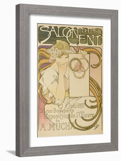 Poster Advertising the 'Salon Des Cent' Mucha Exhibition, 1897-Alphonse Mucha-Framed Giclee Print