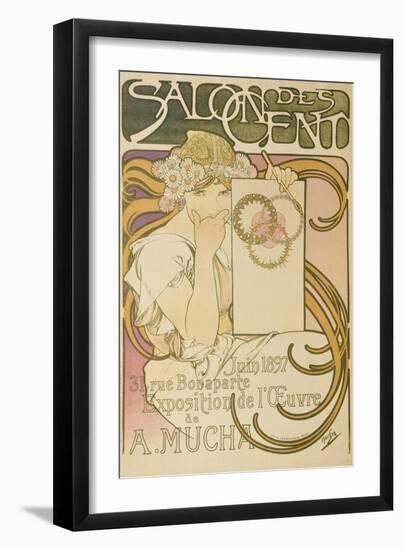 Poster Advertising the 'Salon Des Cent' Mucha Exhibition, 1897-Alphonse Mucha-Framed Giclee Print