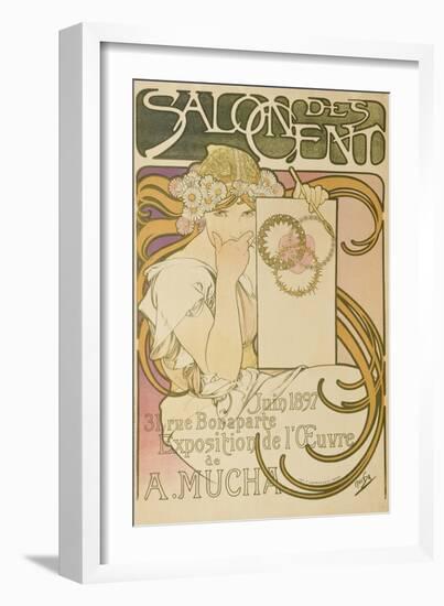 Poster Advertising the 'Salon Des Cent' Mucha Exhibition, 1897-Alphonse Mucha-Framed Giclee Print