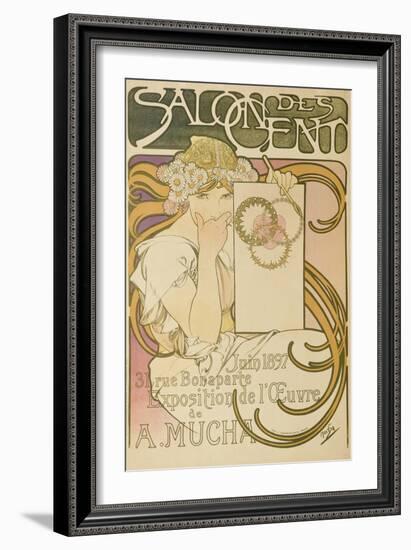 Poster Advertising the 'Salon Des Cent' Mucha Exhibition, 1897-Alphonse Mucha-Framed Giclee Print