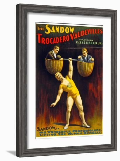 Poster Advertising The Sandow Trocadero Vaudevilles C.1894-null-Framed Giclee Print