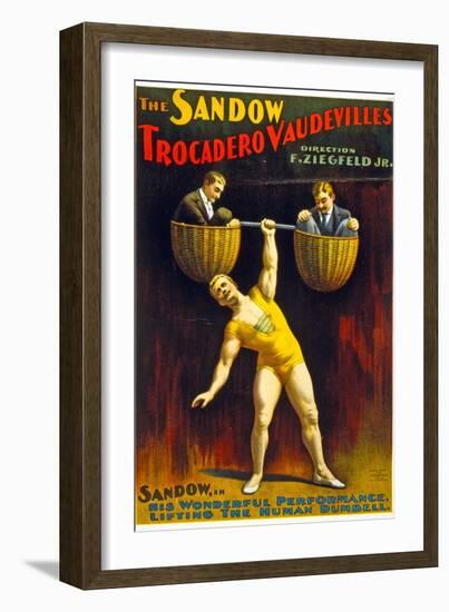 Poster Advertising The Sandow Trocadero Vaudevilles C.1894-null-Framed Giclee Print