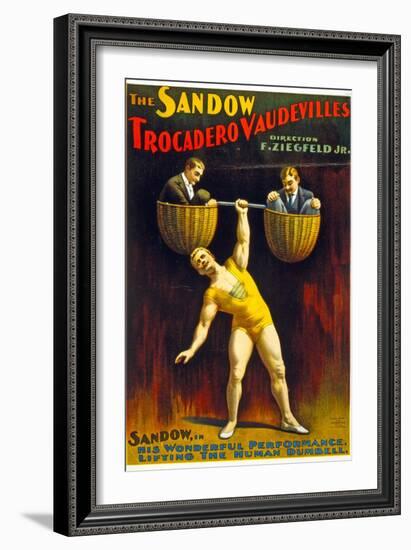 Poster Advertising The Sandow Trocadero Vaudevilles C.1894-null-Framed Giclee Print