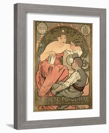 Poster Advertising the 'Societe Populaire Des Beaux-Arts, 1897-Alphonse Mucha-Framed Giclee Print