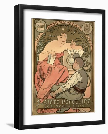 Poster Advertising the 'Societe Populaire Des Beaux-Arts, 1897-Alphonse Mucha-Framed Giclee Print