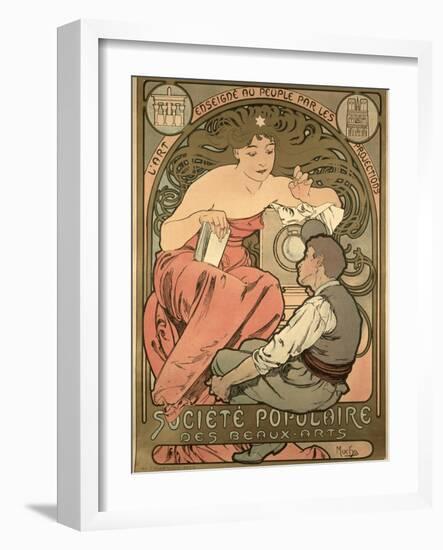 Poster Advertising the 'Societe Populaire Des Beaux-Arts, 1897-Alphonse Mucha-Framed Giclee Print