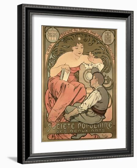 Poster Advertising the 'Societe Populaire Des Beaux-Arts, 1897-Alphonse Mucha-Framed Giclee Print