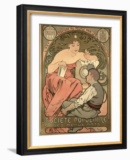 Poster Advertising the 'Societe Populaire Des Beaux-Arts, 1897-Alphonse Mucha-Framed Giclee Print