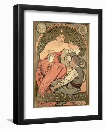 Poster Advertising the 'Societe Populaire Des Beaux-Arts, 1897-Alphonse Mucha-Framed Giclee Print