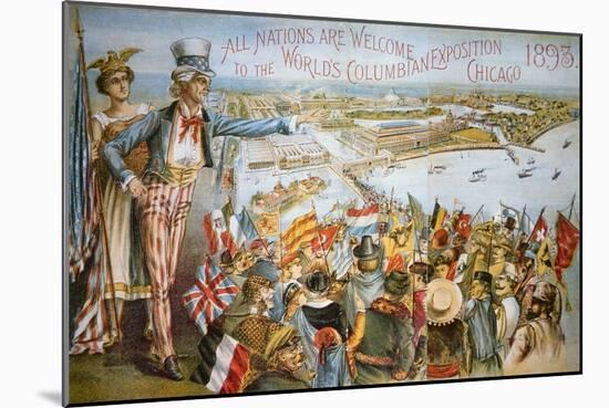 Poster Advertising the World's Columbian Exposition, Chicago 1893 (Colour Litho)-American-Mounted Giclee Print