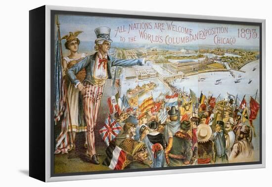 Poster Advertising the World's Columbian Exposition, Chicago 1893 (Colour Litho)-American-Framed Premier Image Canvas