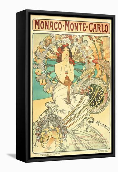 Poster Advertising Trains to Monte Carlo, Monaco, 1897-Alphonse Mucha-Framed Premier Image Canvas