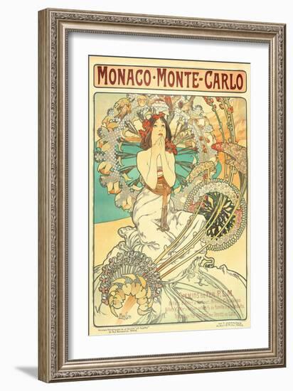 Poster Advertising Trains to Monte Carlo, Monaco, 1897-Alphonse Mucha-Framed Giclee Print