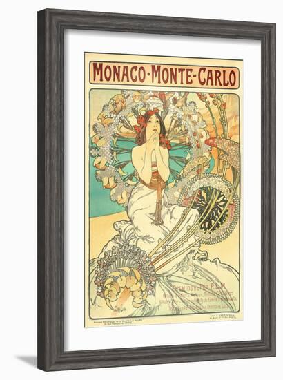 Poster Advertising Trains to Monte Carlo, Monaco, 1897-Alphonse Mucha-Framed Giclee Print