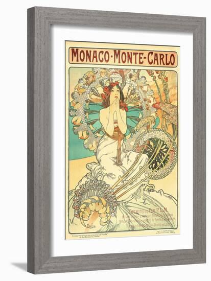 Poster Advertising Trains to Monte Carlo, Monaco, 1897-Alphonse Mucha-Framed Giclee Print