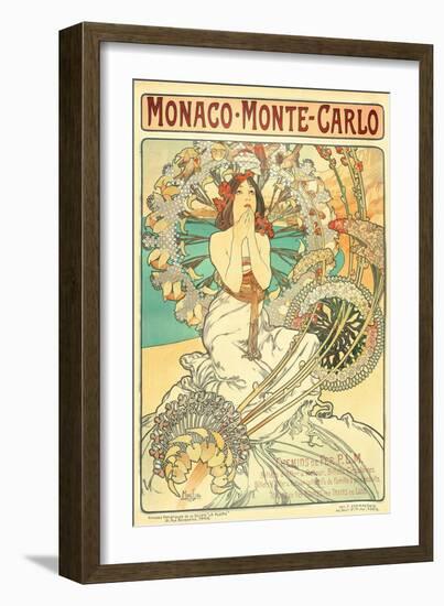 Poster Advertising Trains to Monte Carlo, Monaco, 1897-Alphonse Mucha-Framed Giclee Print