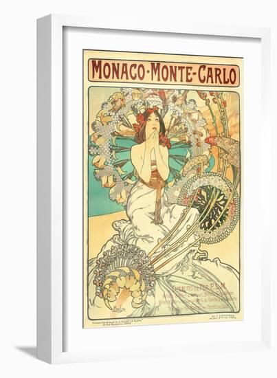 Poster Advertising Trains to Monte Carlo, Monaco, 1897-Alphonse Mucha-Framed Giclee Print