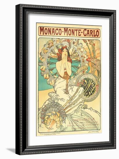 Poster Advertising Trains to Monte Carlo, Monaco, 1897-Alphonse Mucha-Framed Giclee Print