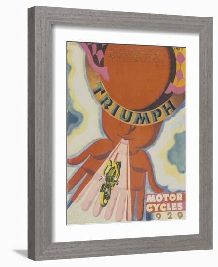 Poster Advertising Triumph Motor Bikes, 1929-null-Framed Giclee Print