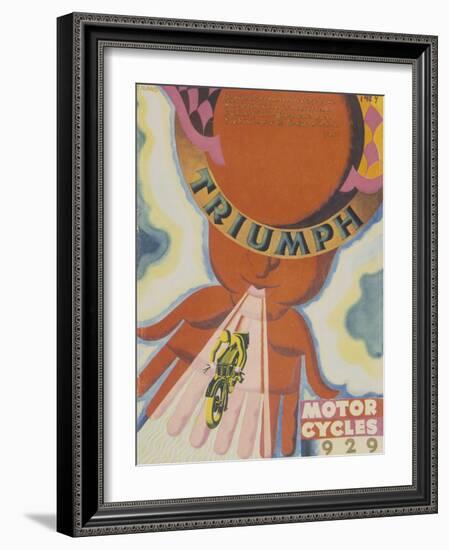 Poster Advertising Triumph Motor Bikes, 1929-null-Framed Giclee Print