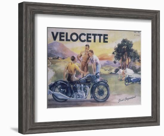 Poster Advertising Velocette Motor Bikes, 1936-null-Framed Giclee Print