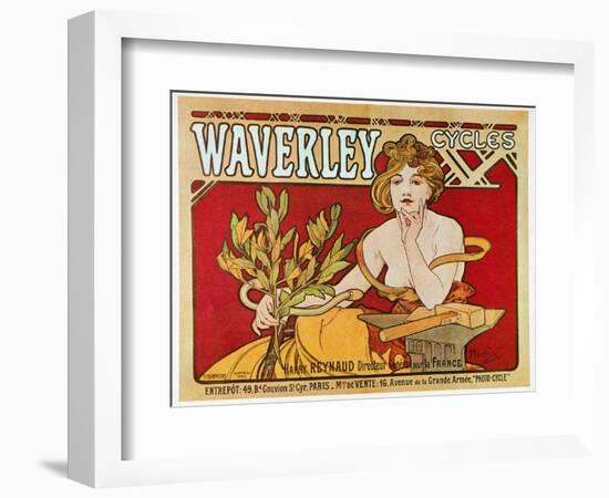 Poster Advertising Waverley Cycles, 1898 (Colour Litho)-Alphonse Marie Mucha-Framed Giclee Print
