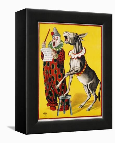 Poster Depicting a Clown and Donkey Singing-null-Framed Premier Image Canvas
