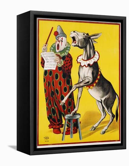 Poster Depicting a Clown and Donkey Singing-null-Framed Premier Image Canvas