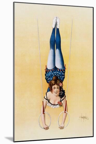 Poster Depicting a Female Acrobat Using Rings-null-Mounted Giclee Print