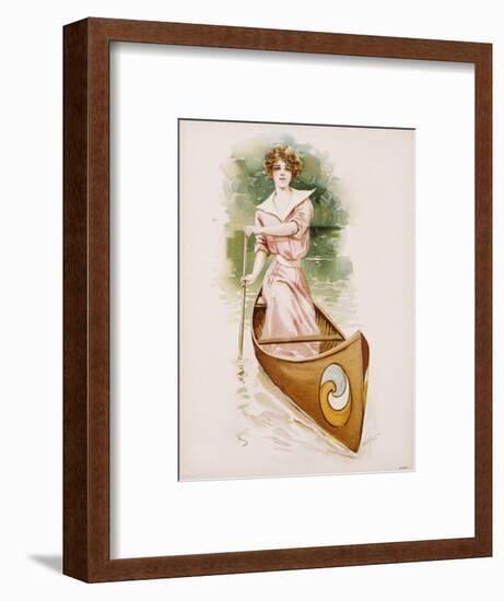 Poster Depicting a Woman Canoeing by Maud Stumm-null-Framed Premium Giclee Print