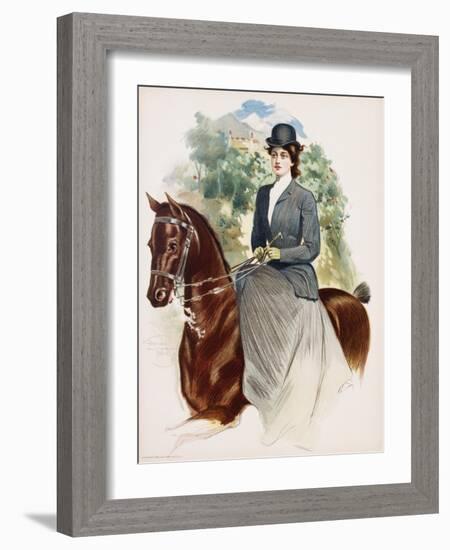 Poster Depicting a Woman Riding Sidesaddle by Thomas Mitchell Peirce-null-Framed Giclee Print