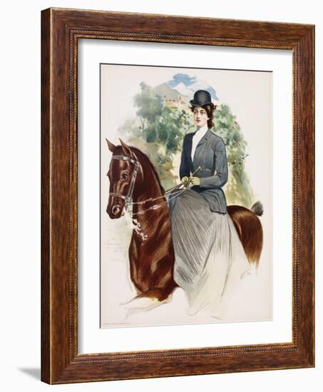 Poster Depicting a Woman Riding Sidesaddle by Thomas Mitchell Peirce-null-Framed Giclee Print