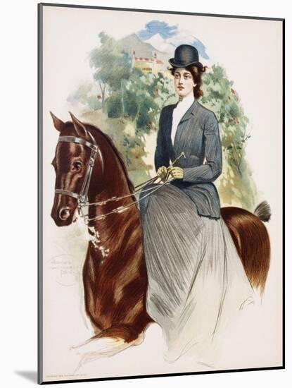 Poster Depicting a Woman Riding Sidesaddle by Thomas Mitchell Peirce-null-Mounted Giclee Print