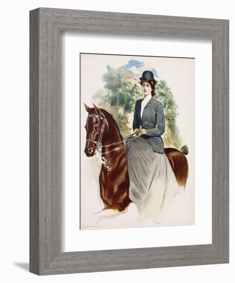 Poster Depicting a Woman Riding Sidesaddle by Thomas Mitchell Peirce-null-Framed Giclee Print